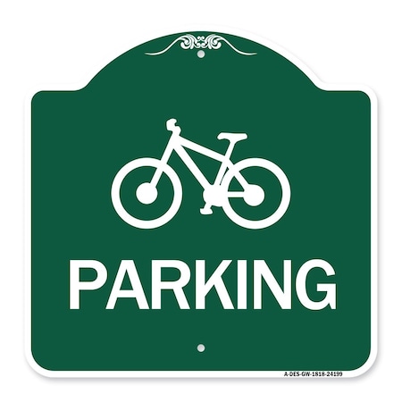 Signmission D4-3 Bicycle Parking Bicycle Parking, Green & White Aluminum Sign, 18" x 18", GW-1818-24199 A-DES-GW-1818-24199